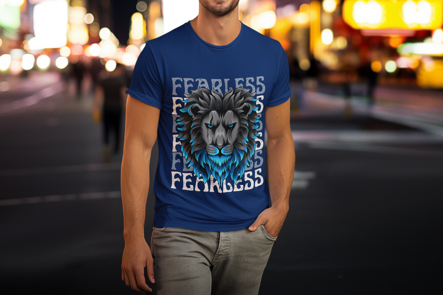 "BLUE LION" Mens Classic T-shirt | Round Neck | Half Sleeves