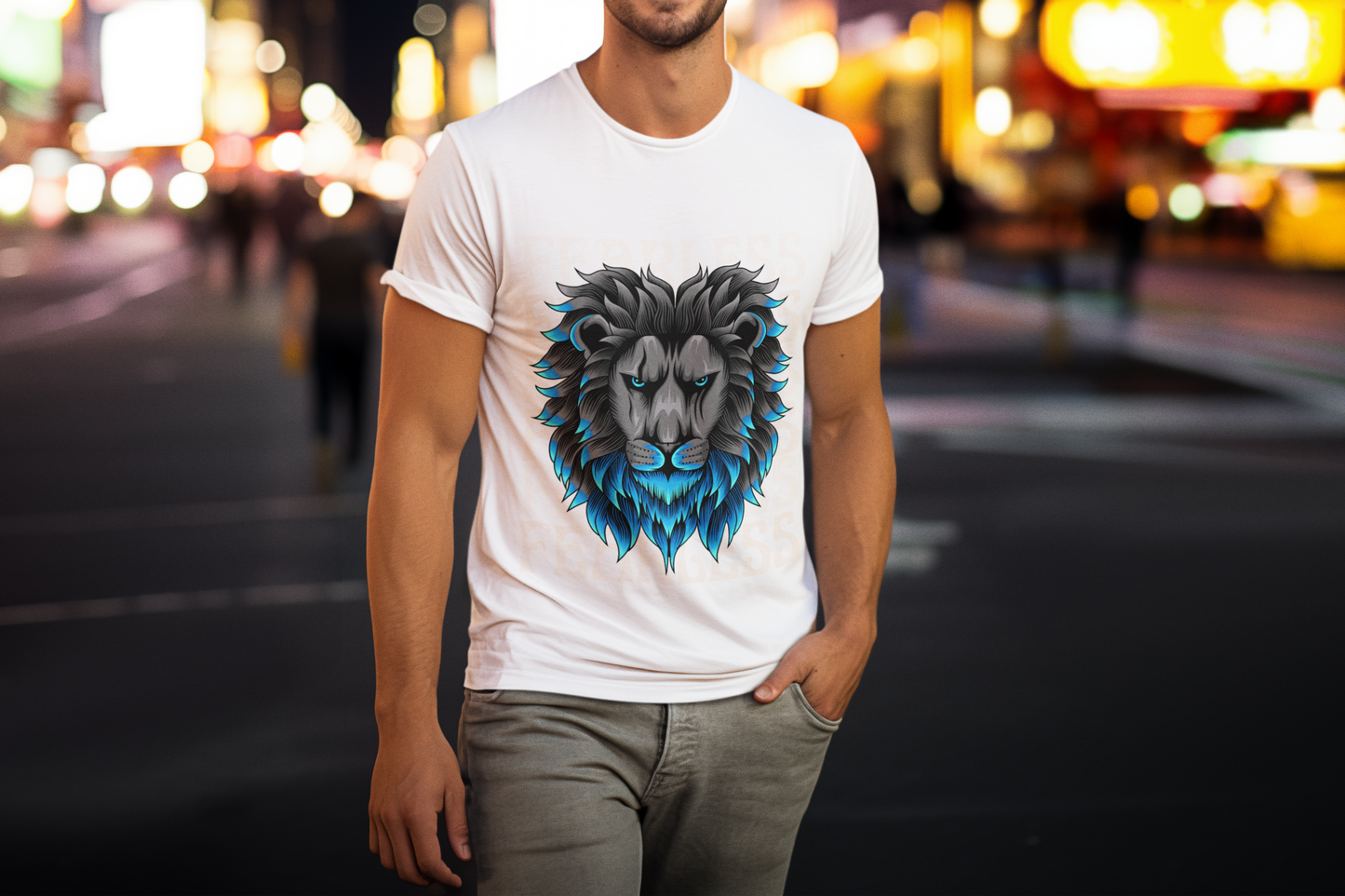 "BLUE LION" Mens Classic T-shirt | Round Neck | Half Sleeves