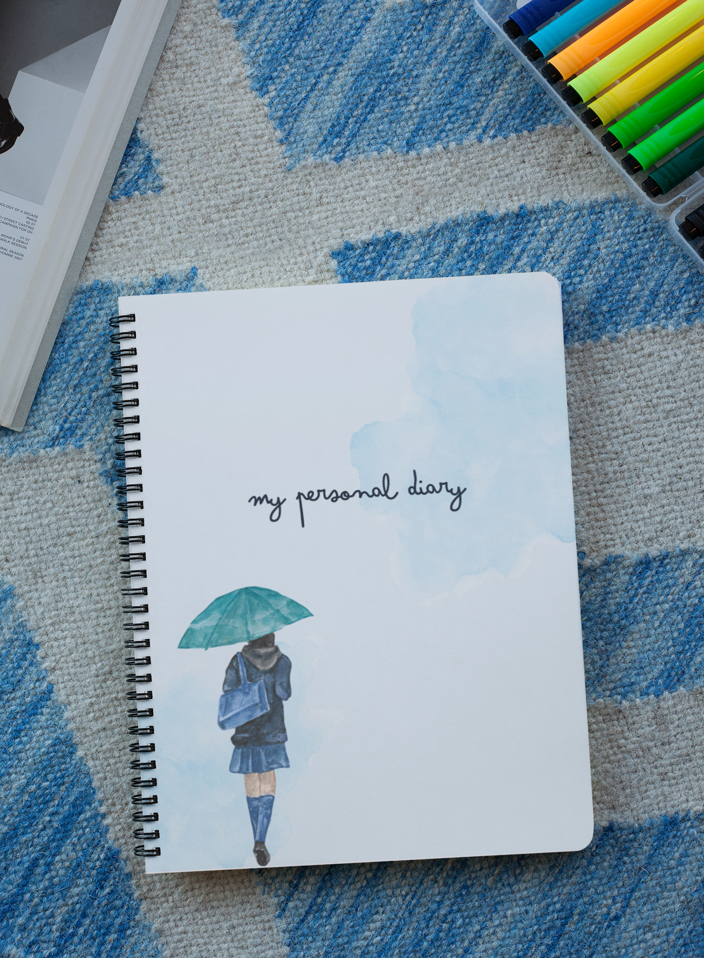 "BLUE UMBRELLA" | Unruled Notepad | 2025 | For Diary Lovers