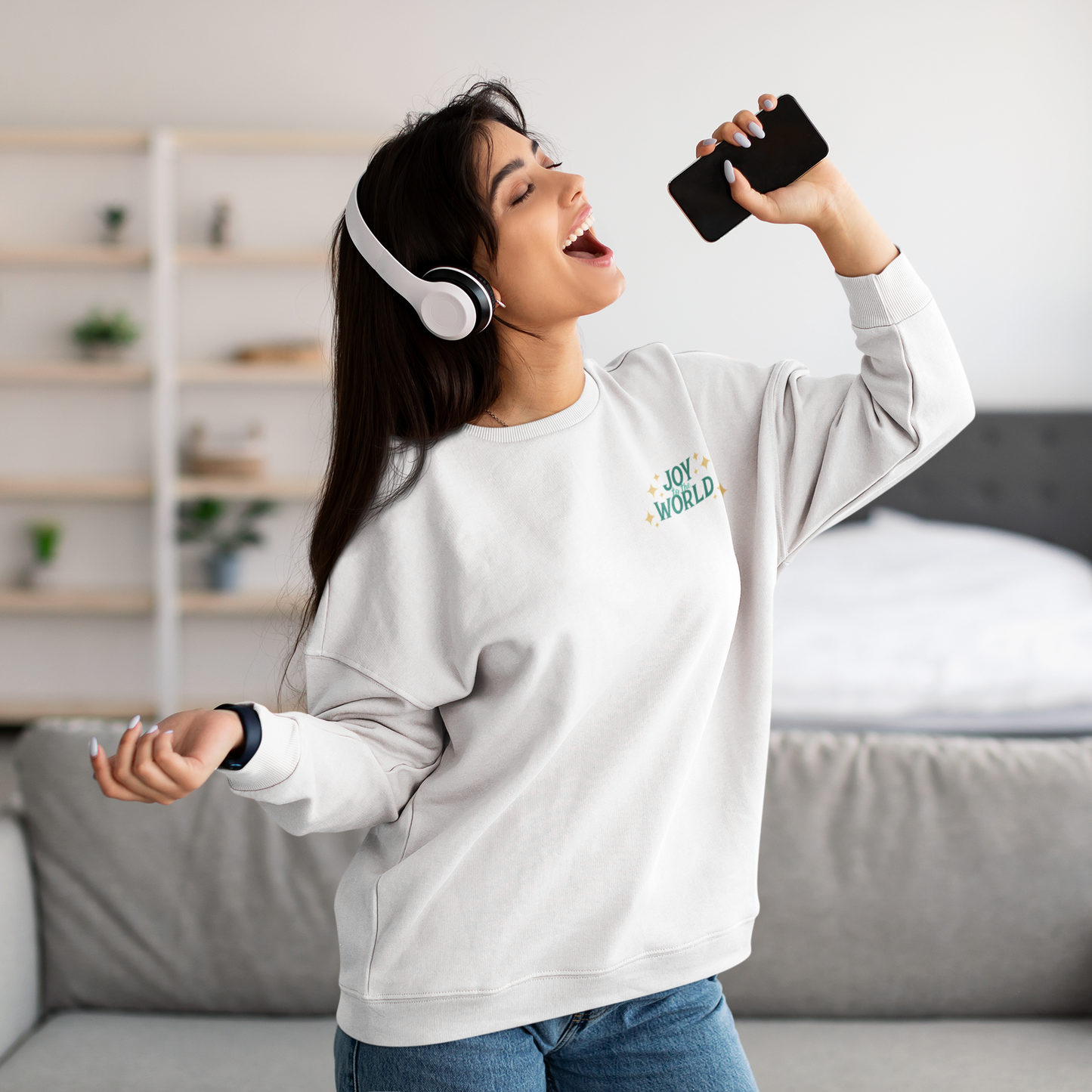 "JOY TO THE WORLD" | Oversized Sweatshirt | Embroidered With Love