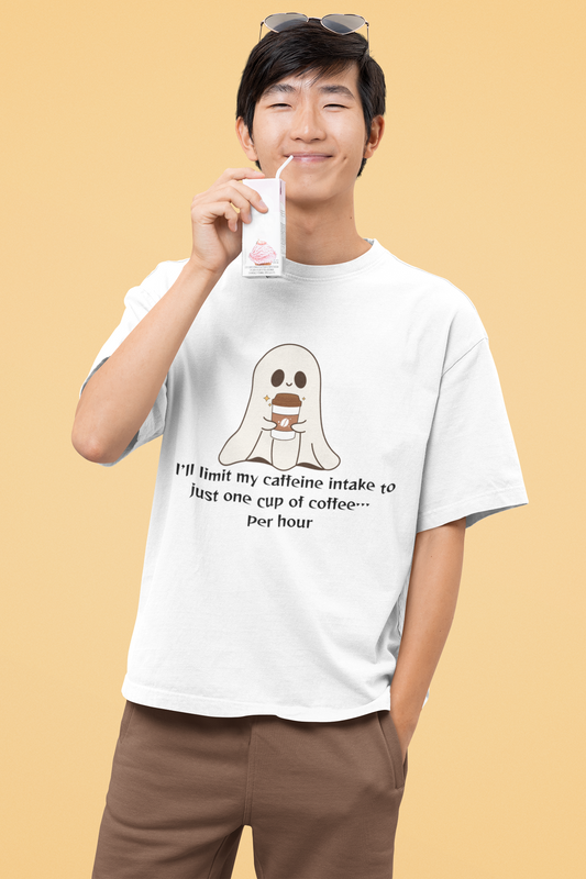 COFFEE GHOST | Unisex Oversized T-shirts | White