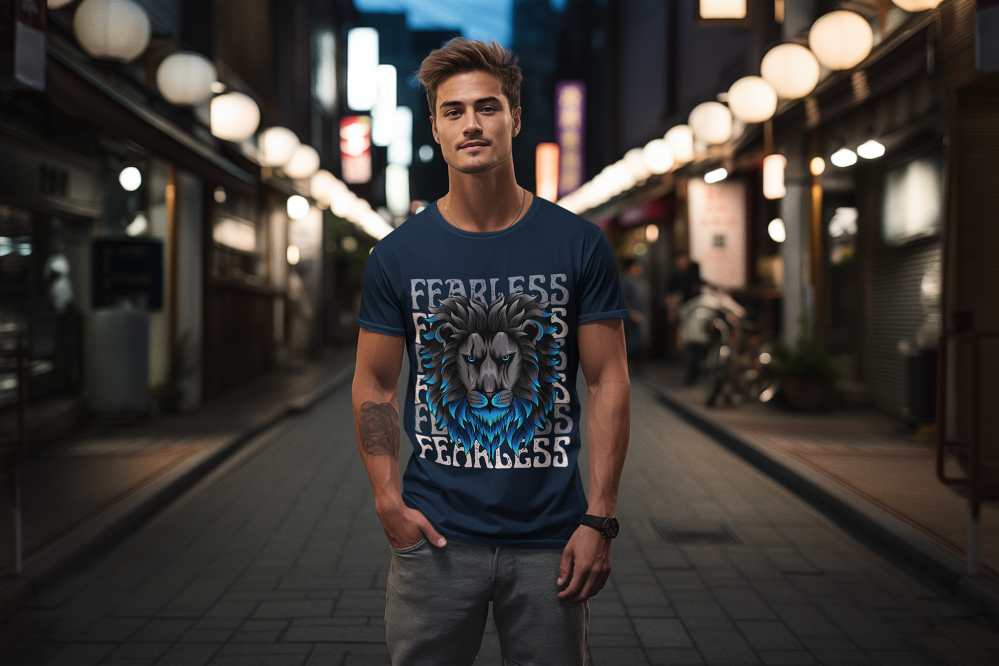 "BLUE LION" Mens Classic T-shirt | Round Neck | Half Sleeves